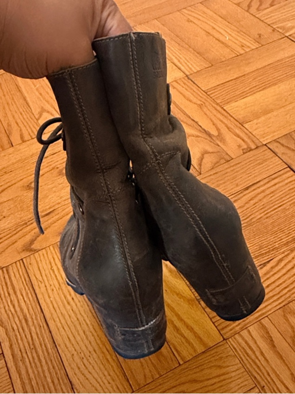 Sorel Brown Lace-Up Wedge Ankle Boots - Picture 8 of 11